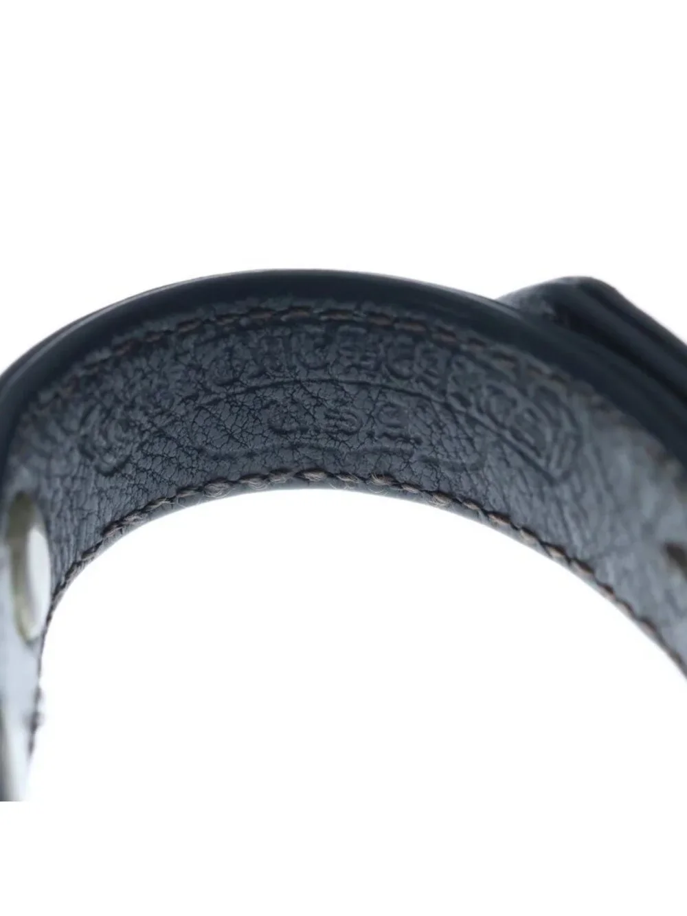 Chrome Hearts Gunslinger Tiny CH Cross Decoration Leather Bracelet Black Silver